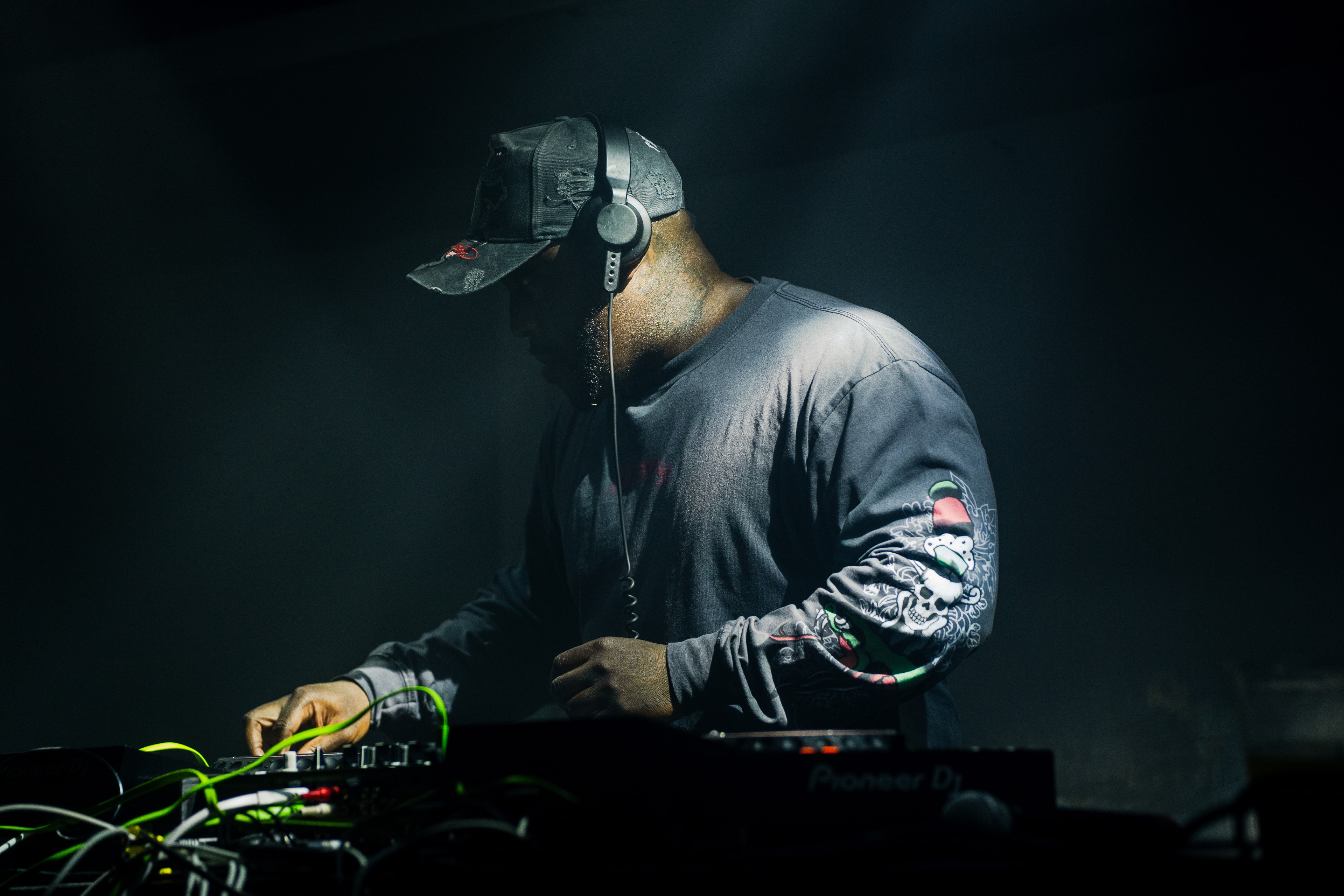 DJ on turntables at Power Town Festival
